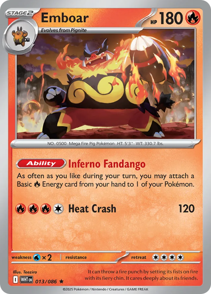 Emboar #13 White Flare Pokemon card