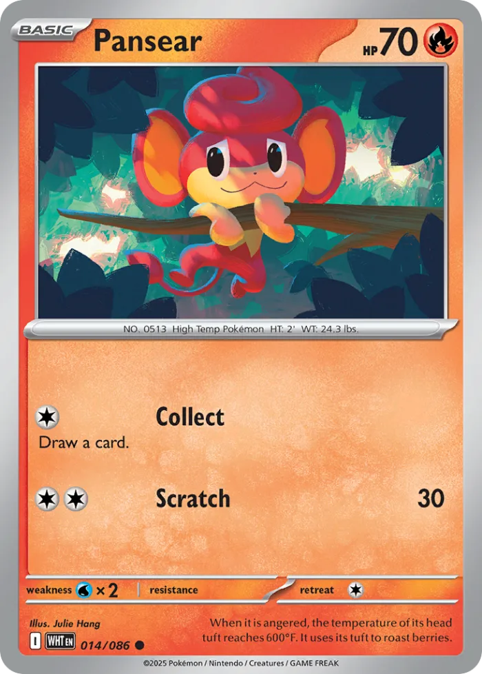 Pansear #14 White Flare Pokemon card
