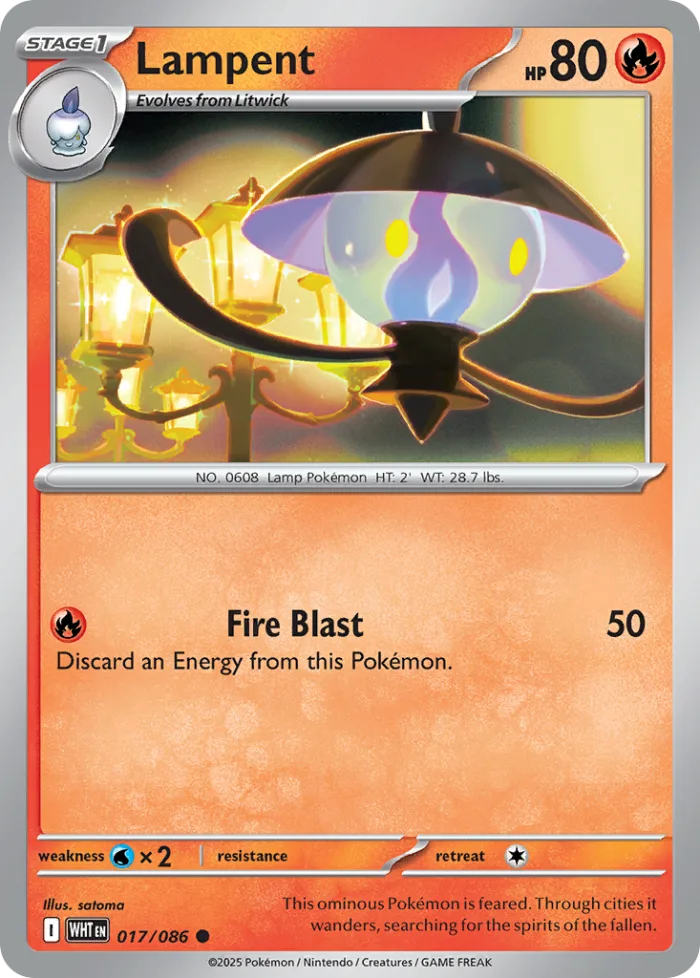 Lampent #17 White Flare Pokemon card