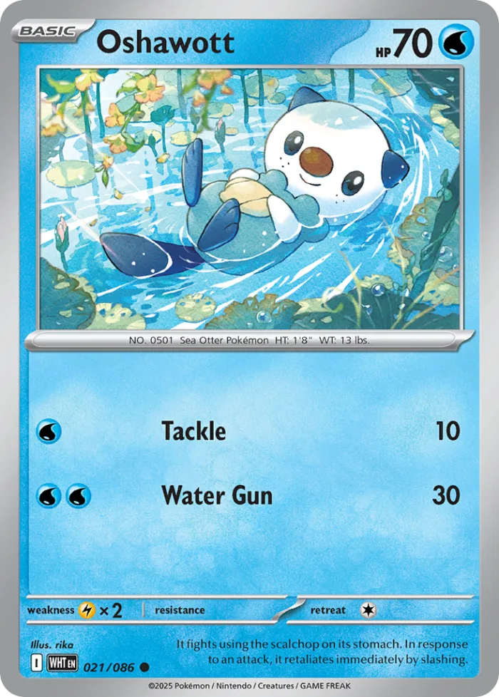 Oshawott #21 White Flare Pokemon card