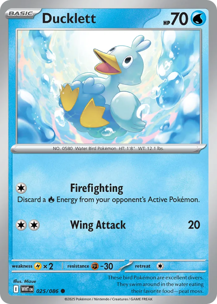 Ducklett #25 White Flare Pokemon card