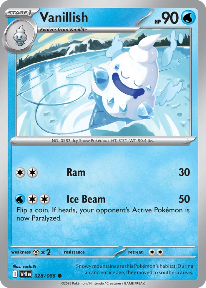 Vanillish #28 White Flare Pokemon card