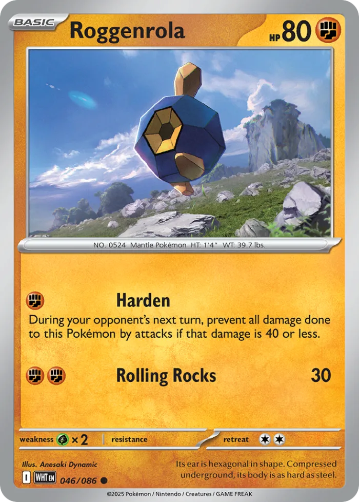 Roggenrola #46 White Flare Pokemon card