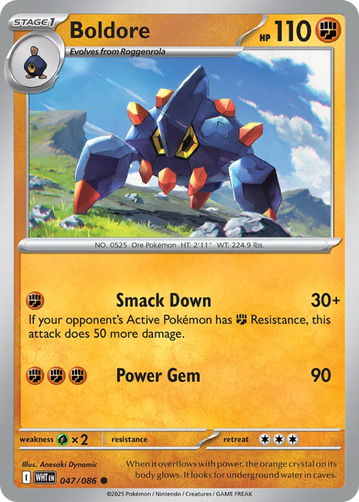Boldore #47 White Flare Pokemon card