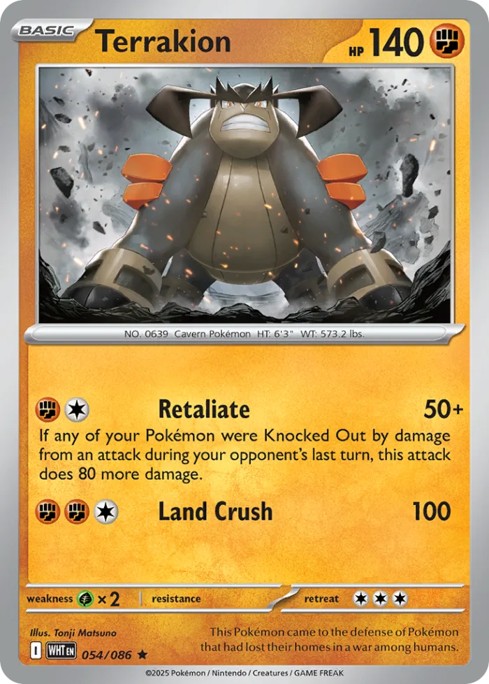 Terrakion #54 White Flare Pokemon card