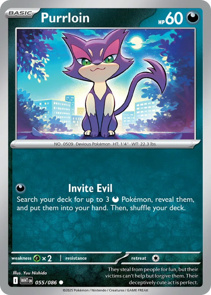 Purrloin #55 White Flare Pokemon card