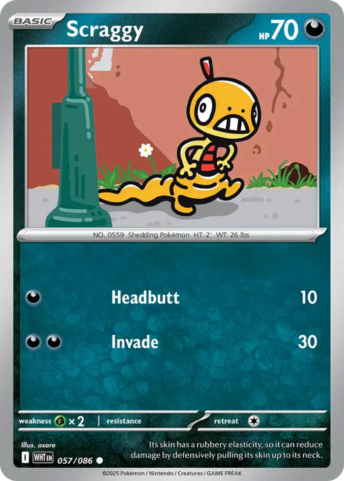 Scraggy #57 White Flare Pokemon card