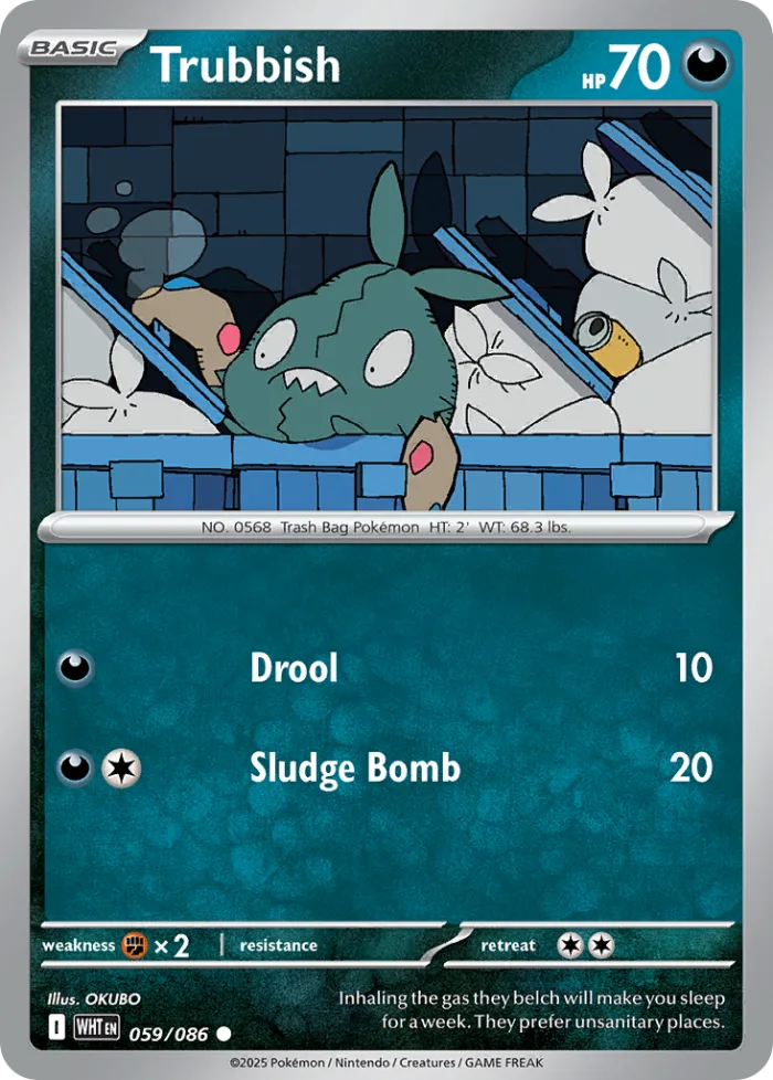 Trubbish #59 White Flare Pokemon card