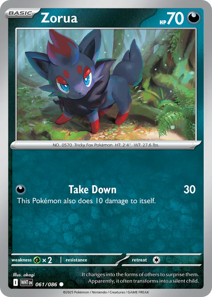 Zorua #61 White Flare Pokemon card