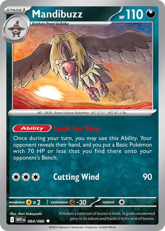 Mandibuzz #64 White Flare Pokemon card