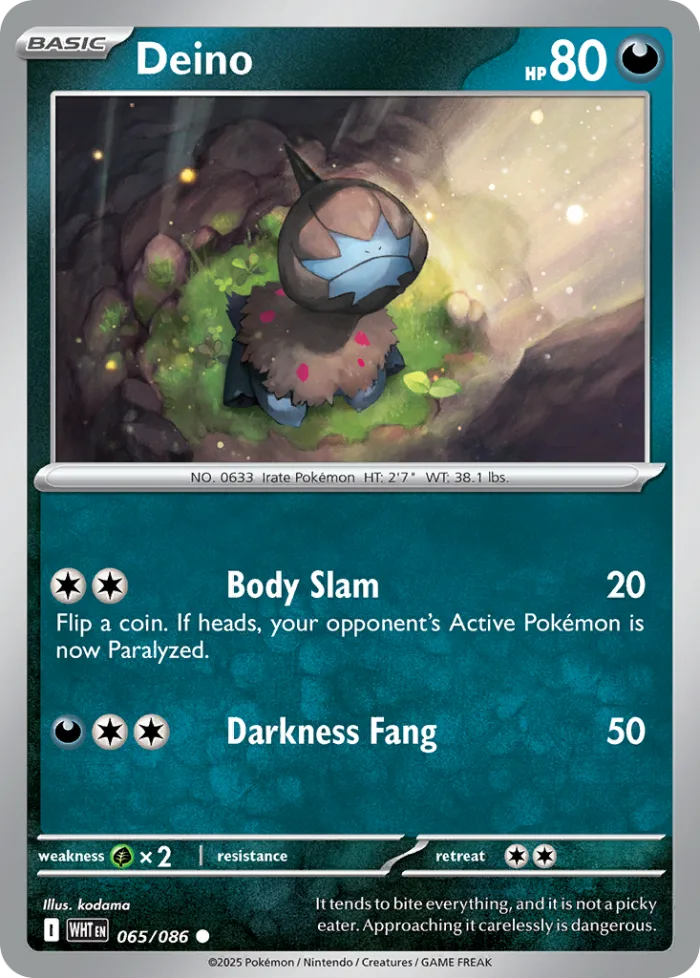 Deino #65 White Flare Pokemon card