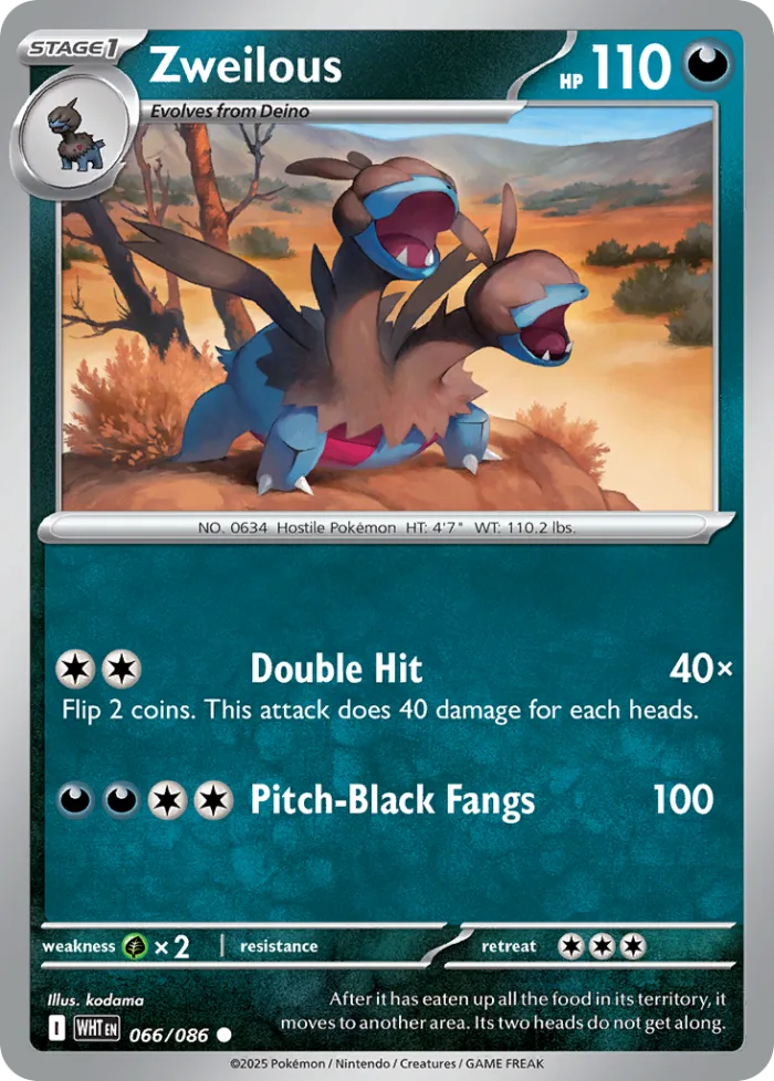 Zweilous #66 White Flare Pokemon card