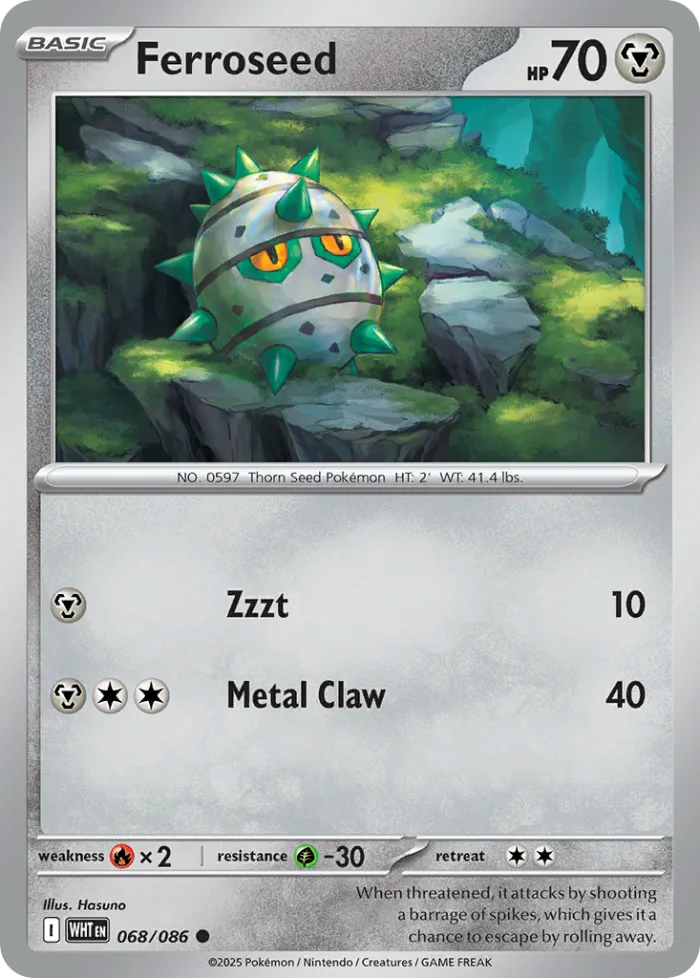 Ferroseed #68 White Flare Pokemon card