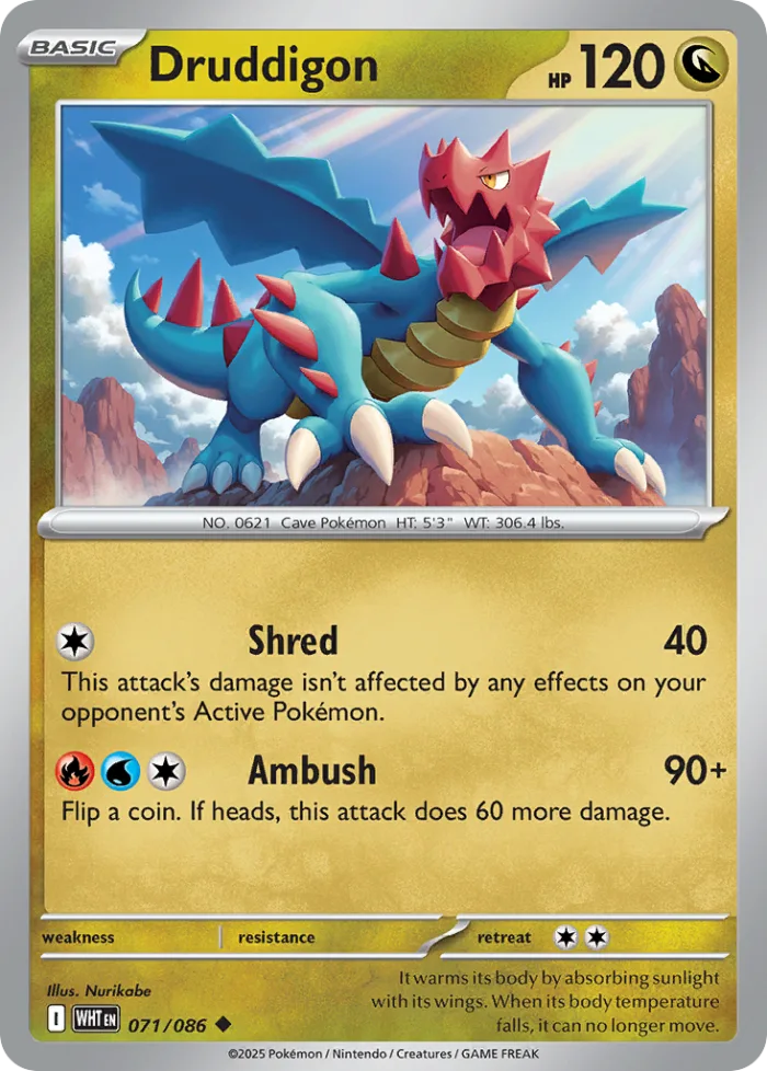 Druddigon #71 White Flare Pokemon card