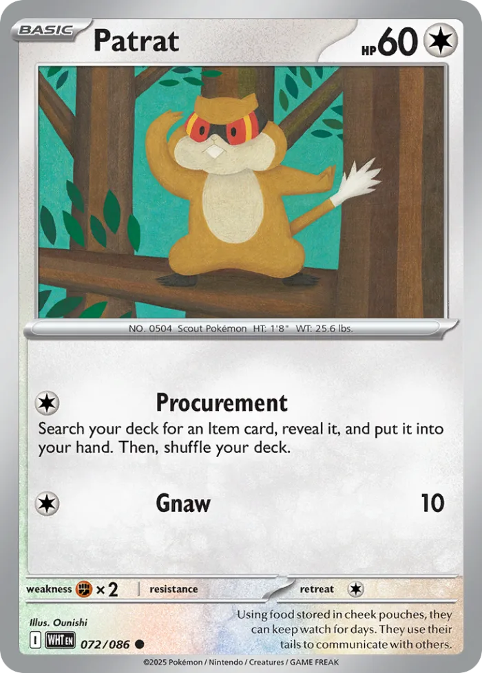 Patrat #72 White Flare Pokemon card