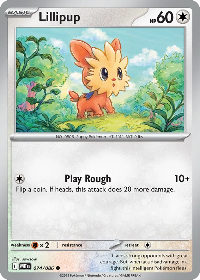 Lillipup #74 White Flare Pokemon card