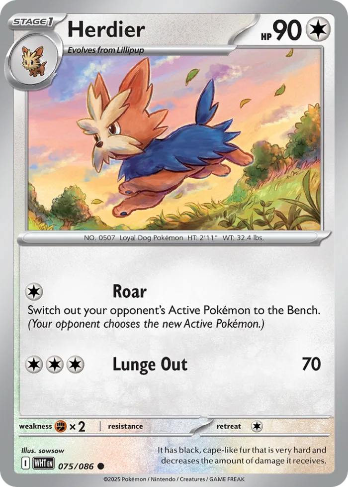 Herdier #75 White Flare Pokemon card