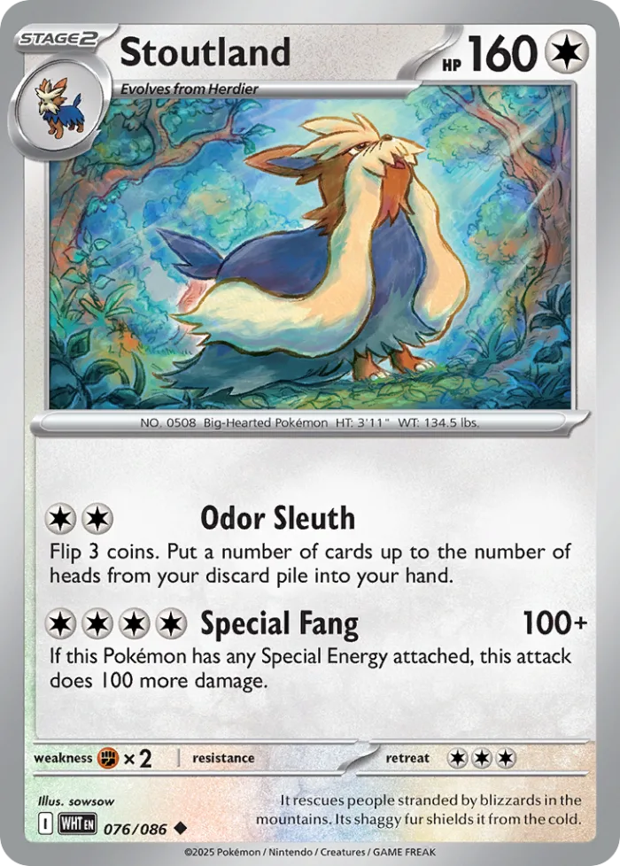 Stoutland #76 White Flare Pokemon card