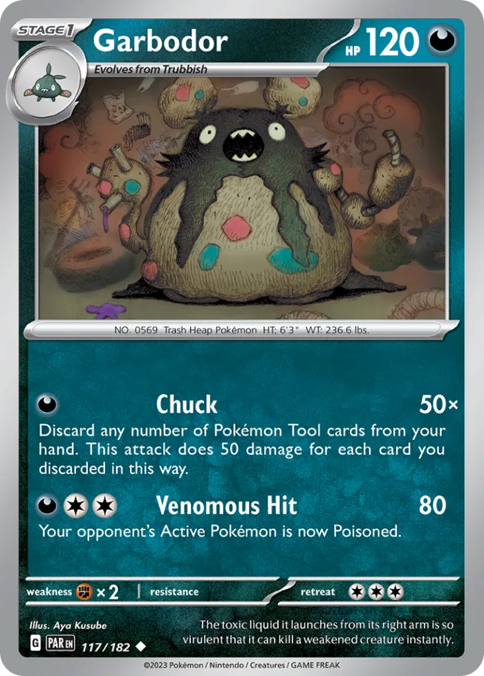 Garbodor #117 Paradox Rift Pokemon card