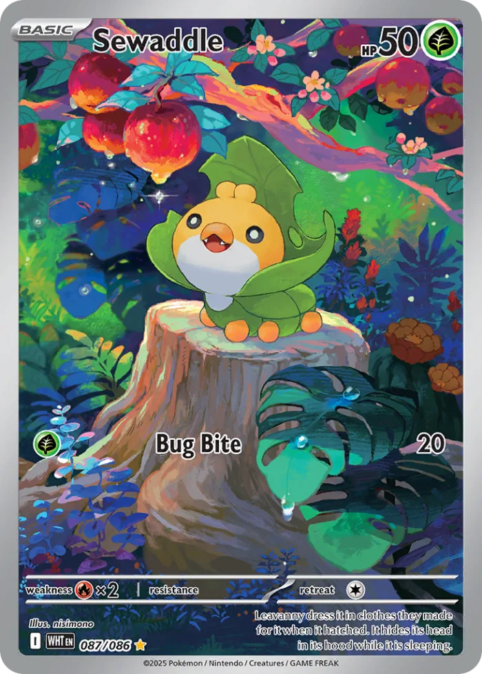 Sewaddle #87 White Flare Pokemon card