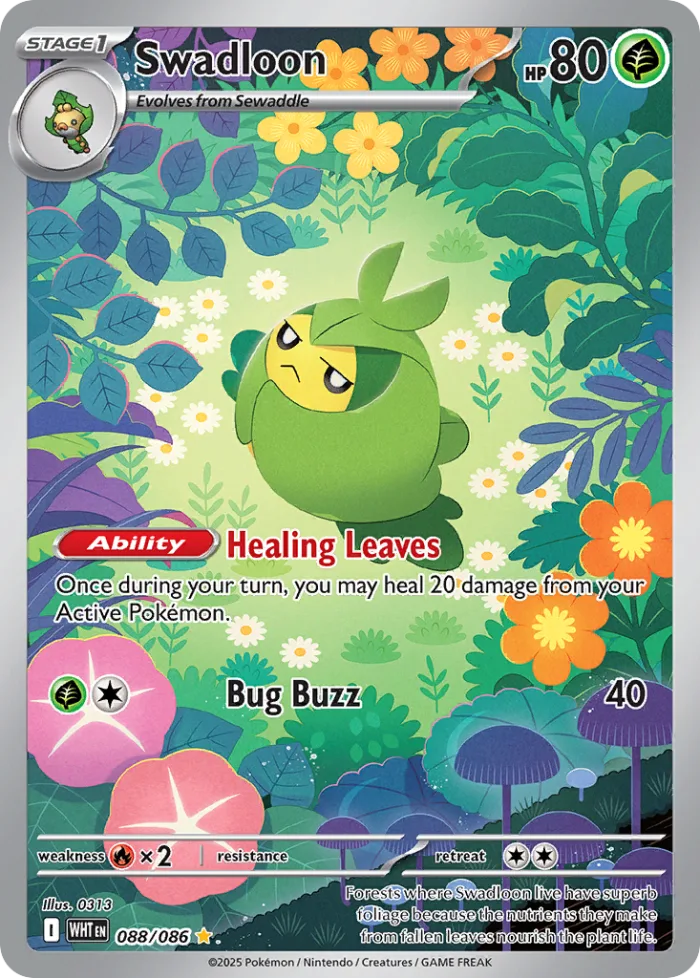 Swadloon #88 White Flare Pokemon card