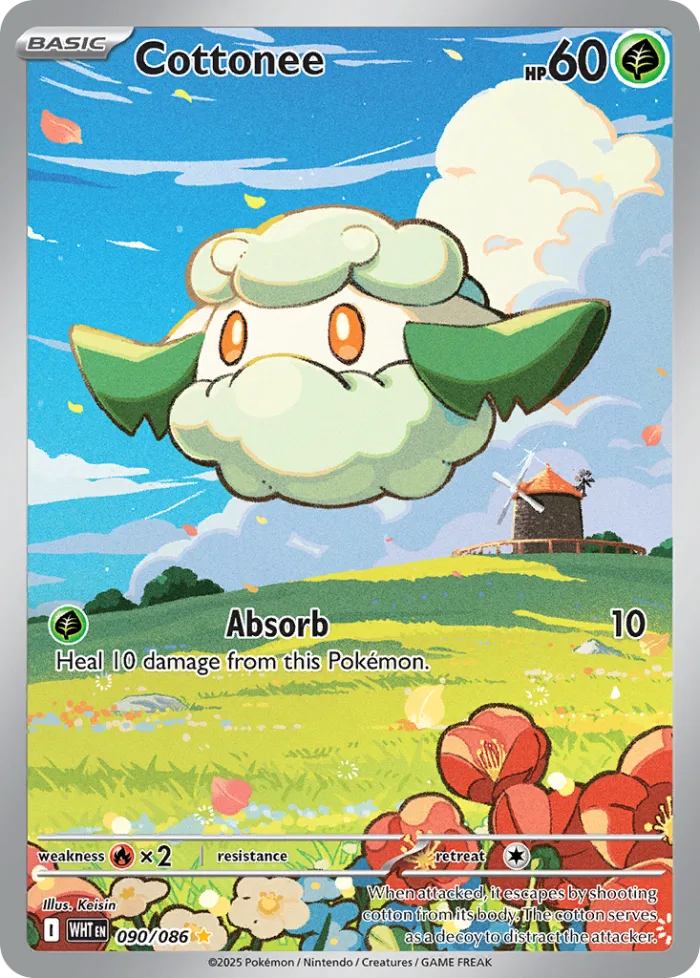 Cottonee #90 White Flare Pokemon card
