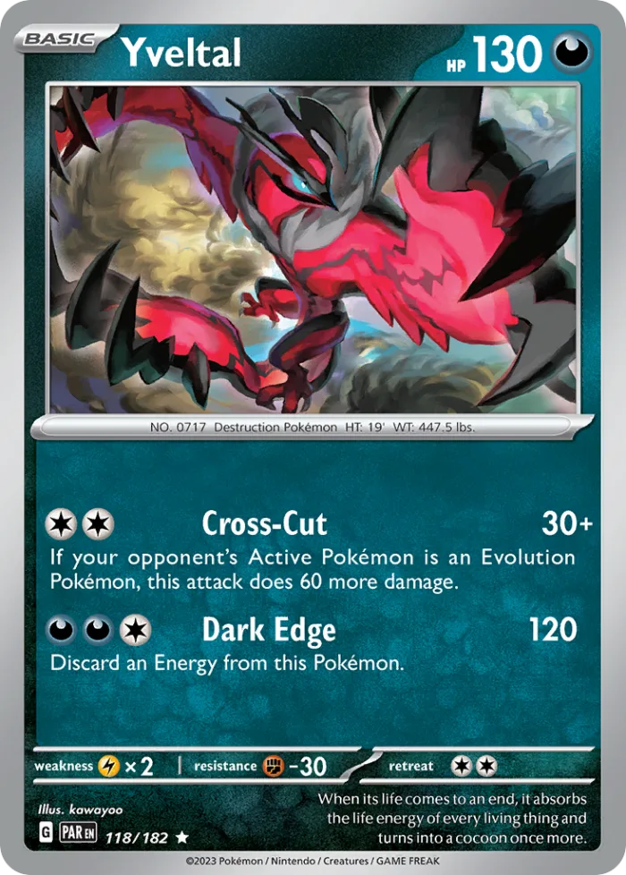 Yveltal #118 Paradox Rift Pokemon card