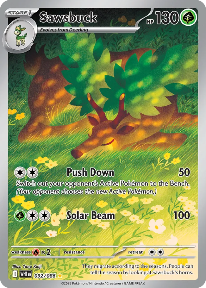 Sawsbuck #92 White Flare Pokemon card