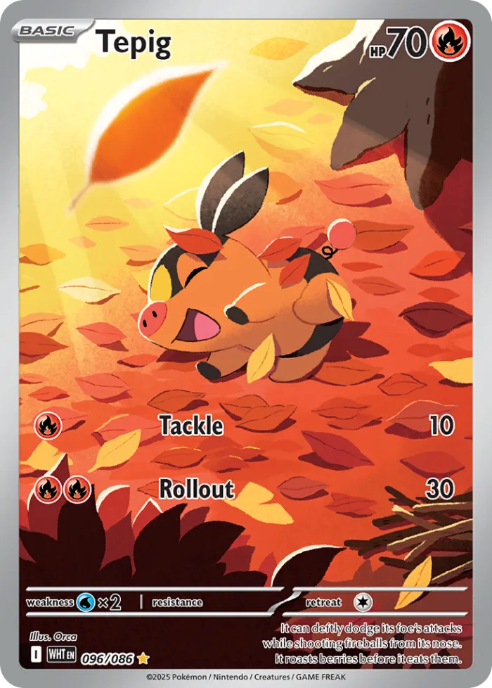 Tepig #96 White Flare Pokemon card