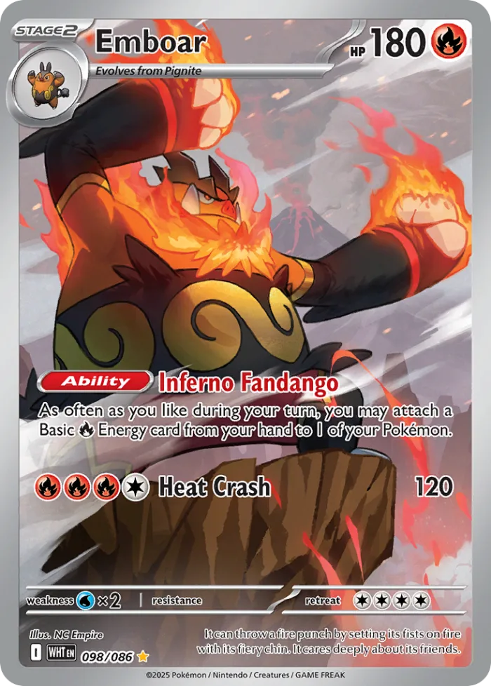 Emboar #98 White Flare Pokemon card
