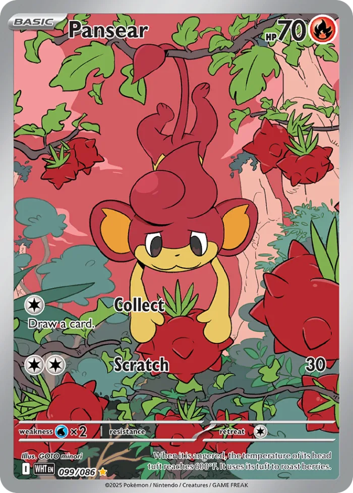 Pansear #99 White Flare Pokemon card