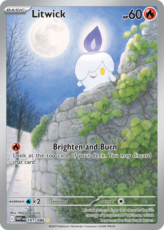 Litwick #101 White Flare Pokemon card