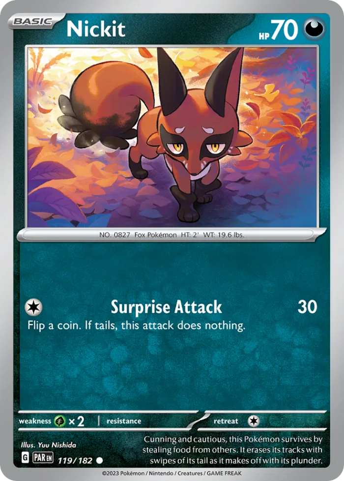 Nickit #119 Paradox Rift Pokemon card