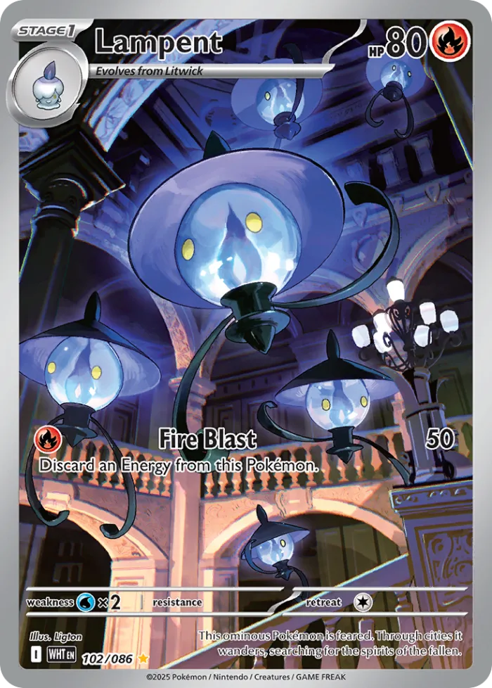 Lampent #102 White Flare Pokemon card