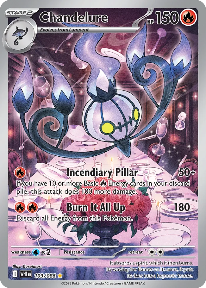 Chandelure #103 White Flare Pokemon card