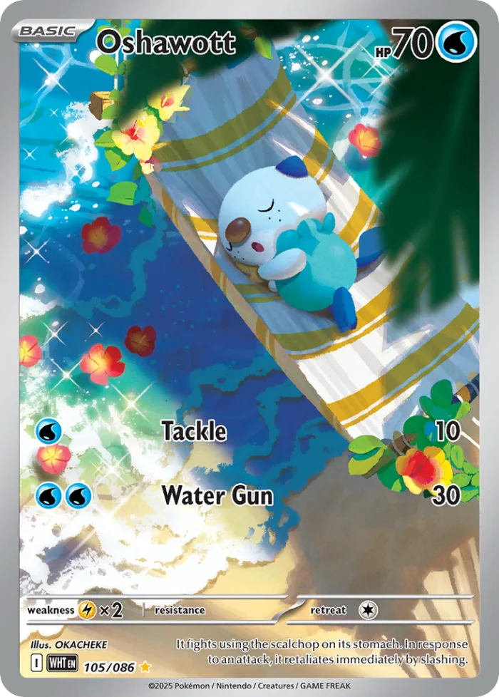 Oshawott #105 White Flare Pokemon card