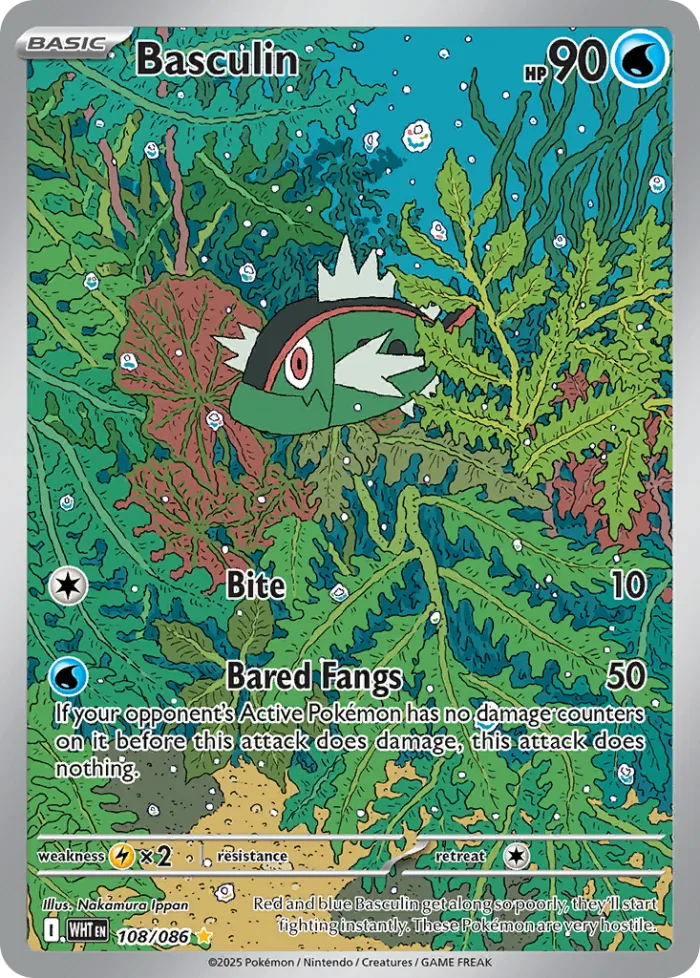Basculin #108 White Flare Pokemon card