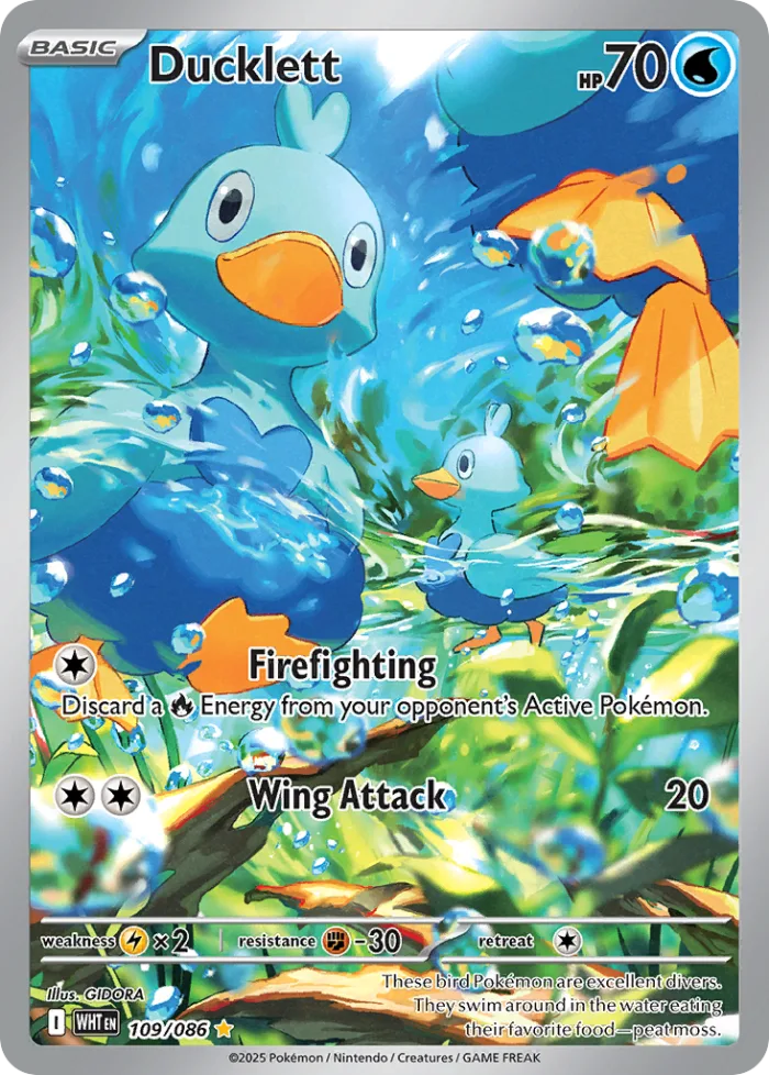 Ducklett #109 White Flare Pokemon card
