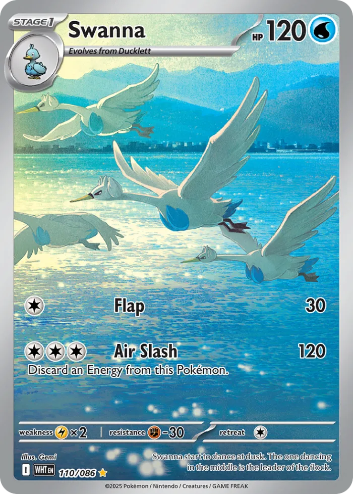 Swanna #110 White Flare Pokemon card