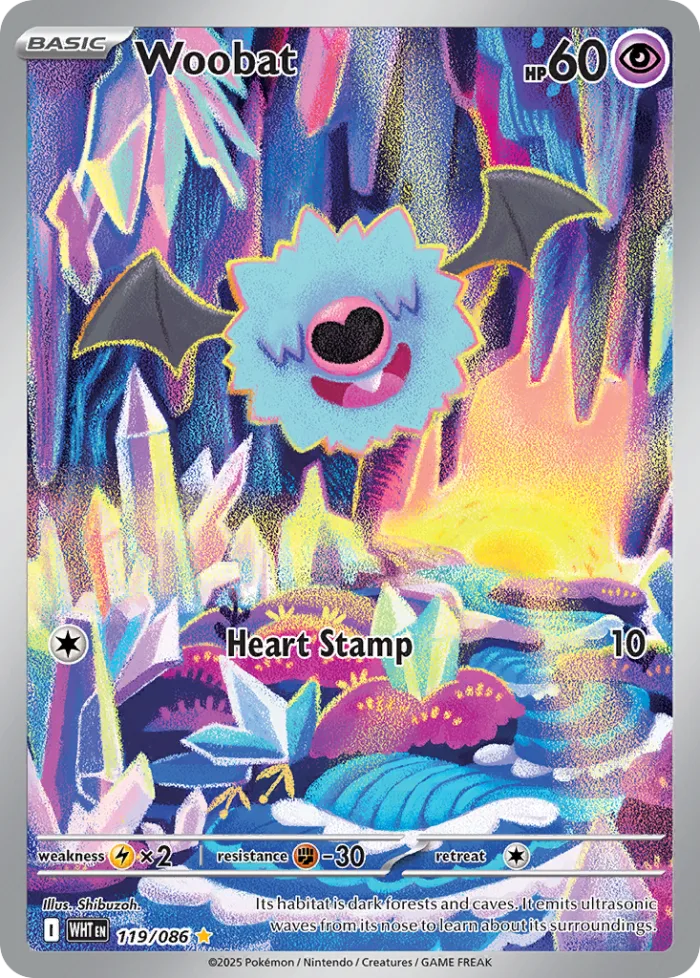 Woobat #119 White Flare Pokemon card