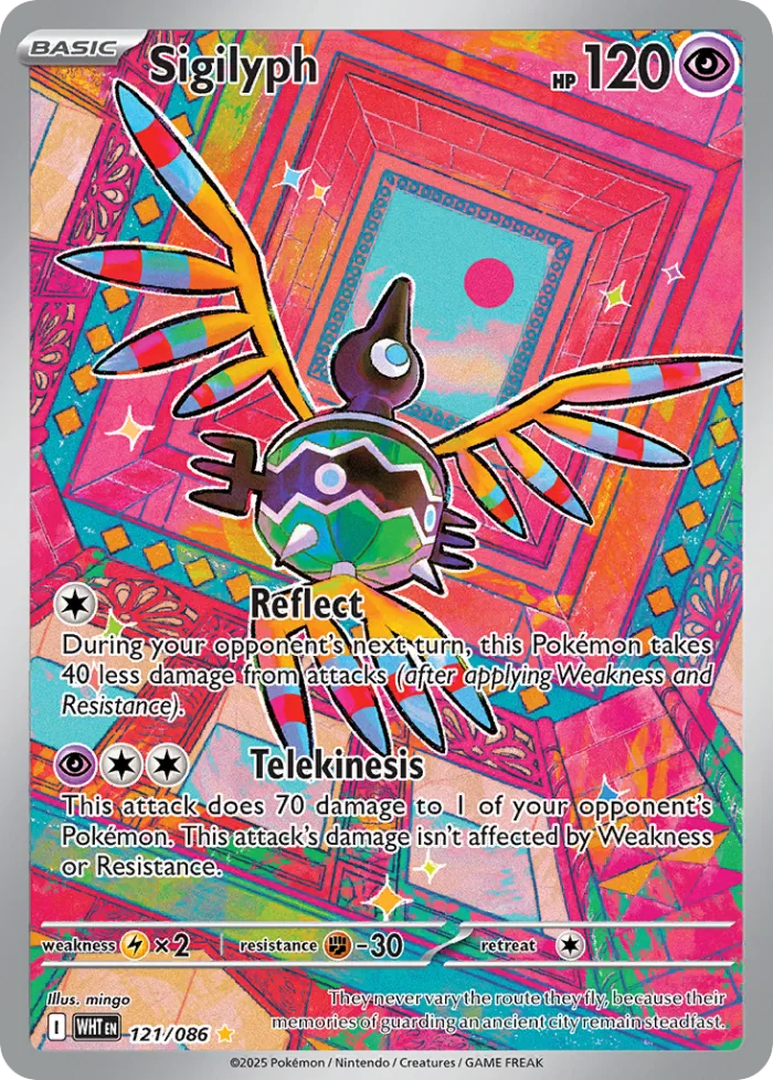 Sigilyph #121 White Flare Pokemon card