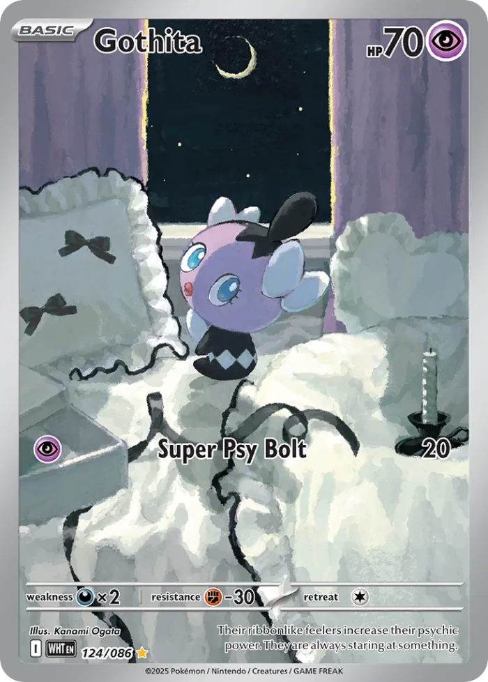 Gothita #124 White Flare Pokemon card