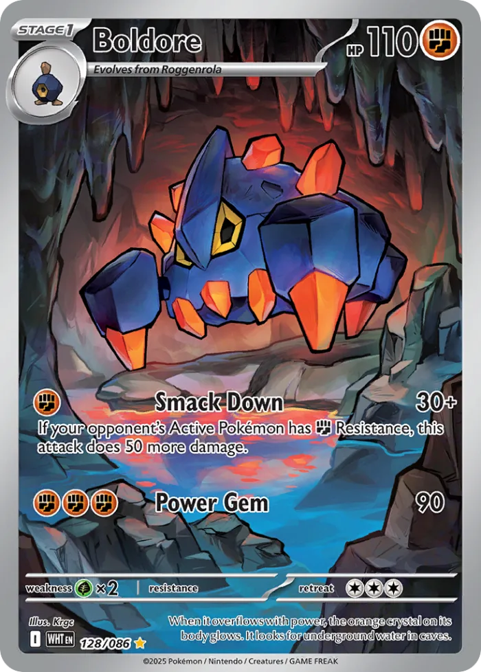 Boldore #128 White Flare Pokemon card