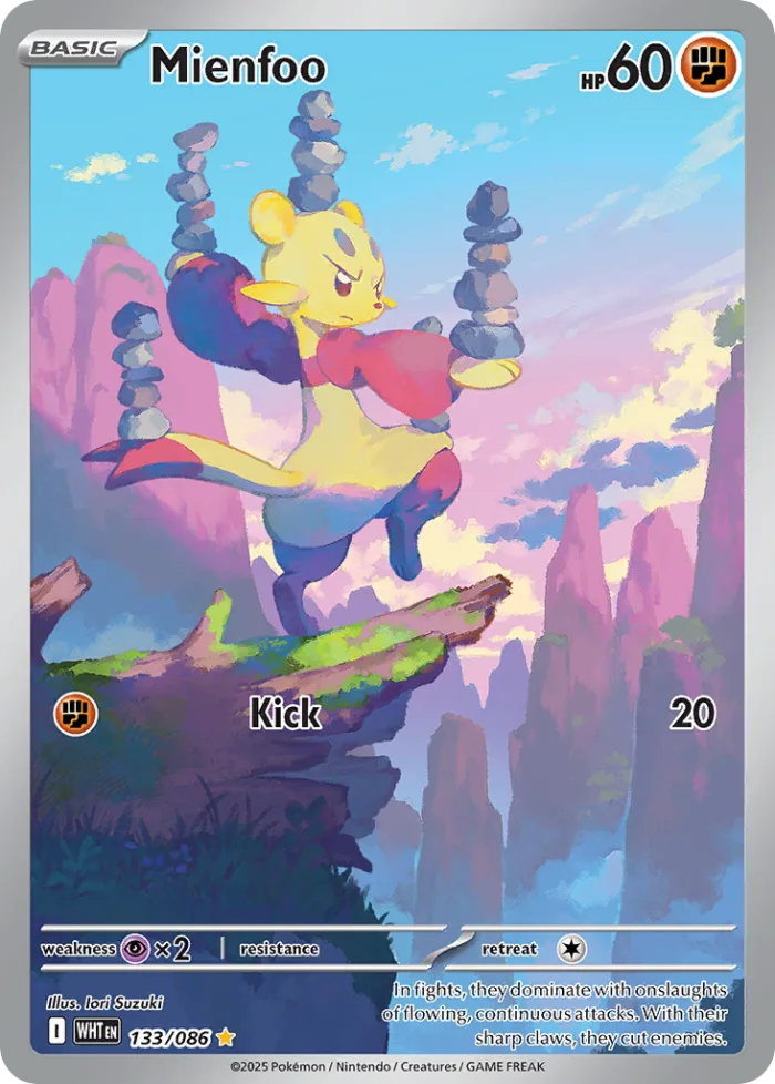 Mienfoo #133 White Flare Pokemon card