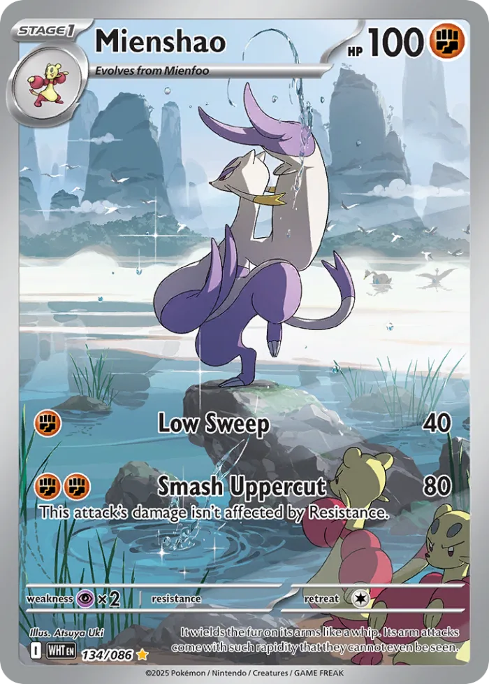 Mienshao #134 White Flare Pokemon card
