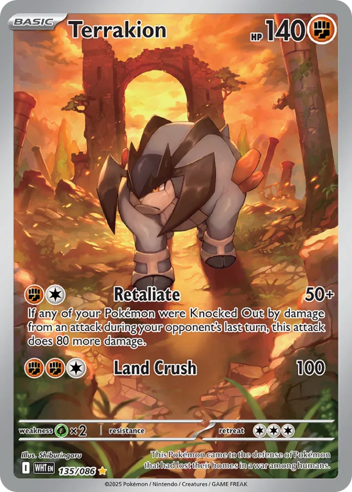Terrakion #135 White Flare Pokemon card