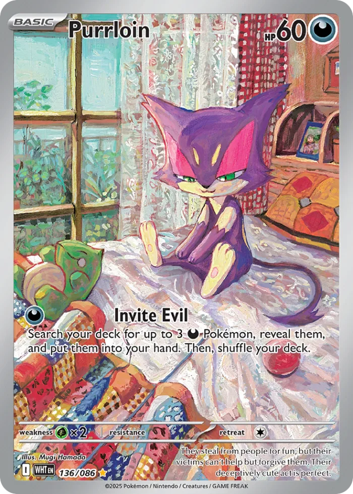 Purrloin #136 White Flare Pokemon card