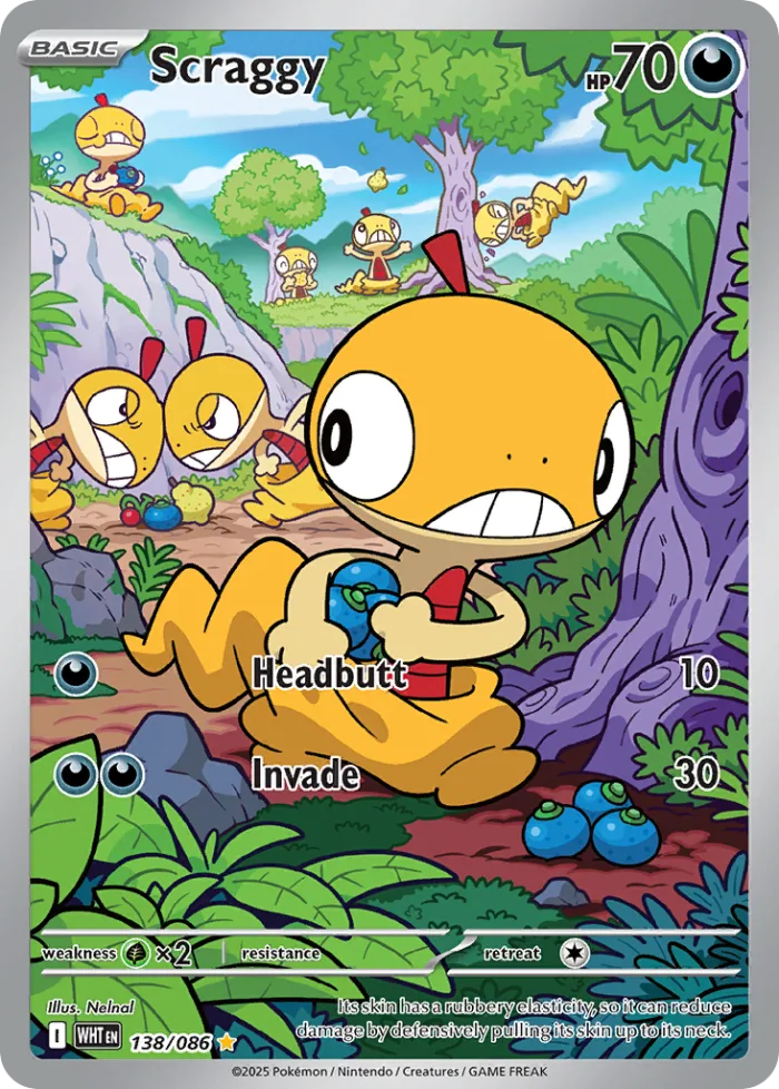 Scraggy #138 White Flare Pokemon card