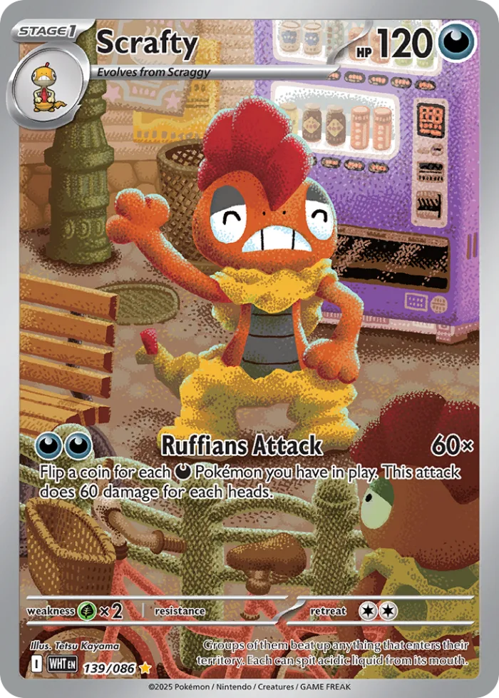 Scrafty #139 White Flare Pokemon card