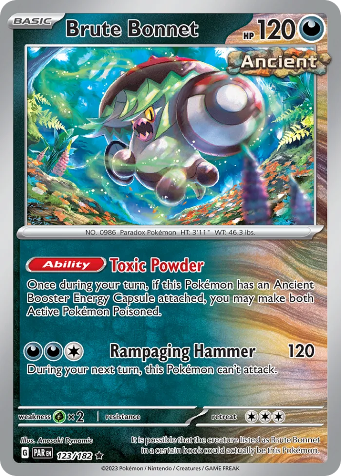 Brute Bonnet #123 Paradox Rift Pokemon card